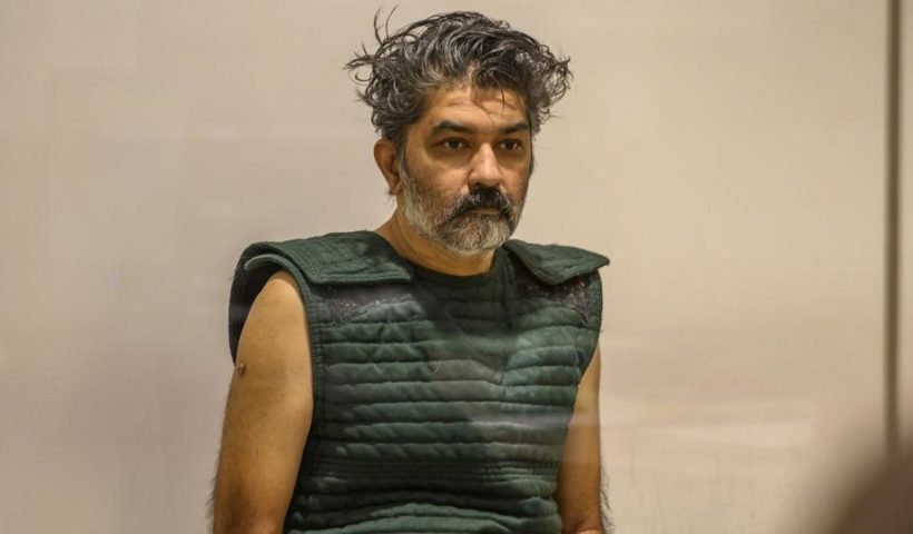 Shankar Hangud, wearing a personal safety vest, appears in the Placer County Superior Court in Roseville, California.