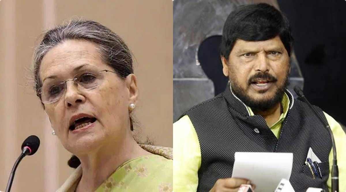 Congress president Sonia Gandhi and Union Minister Ramdas Athawale.